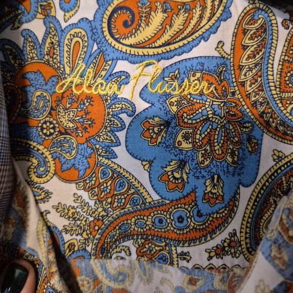Alan Flusser Shirt Mens Large Paisley Multicolor Button Up Long Sleeve Retro - Picture 2 of 6